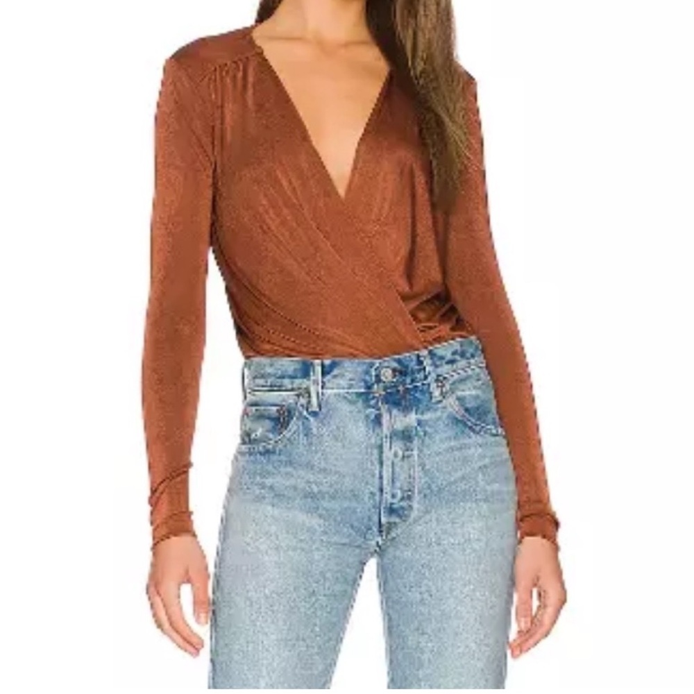 Free People Intimately Turnt Bodysuit Long Sleeve Mesa Brown Size S